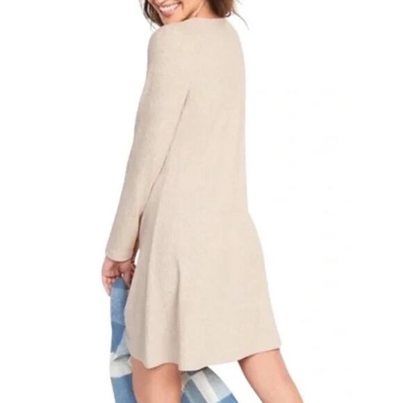 Old Navy Fit & Flare 4X Rib-Knit Long-Sleeve Dress Oatmeal Heather Beige NWT - Picture 5 of 5